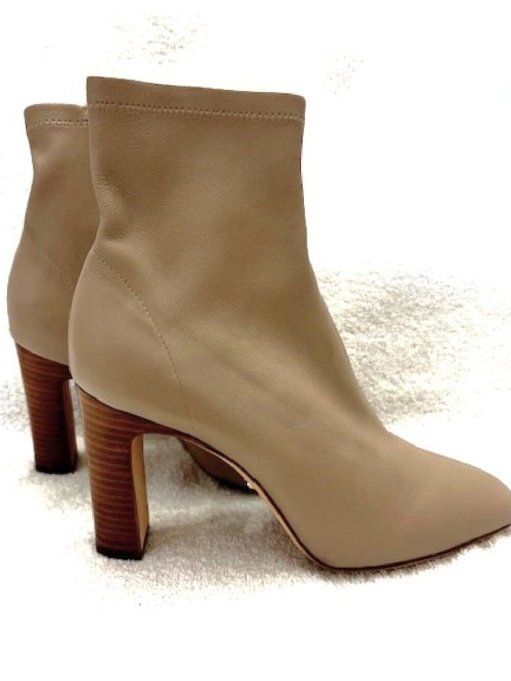 PAIGE Pax block heel zip close light tan leather booties NWOT Size 9